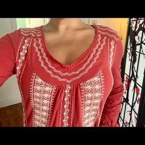 Lucky Brand 🍀 stitched long sleeve tunic top